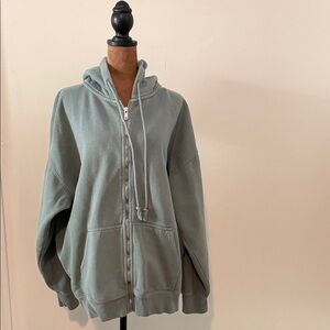Brandy Melville Christy Hoodie Cozy Green Zip-Up